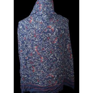 Les Petites France Blue And White Floral Scarf